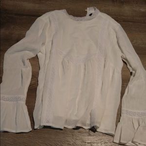 White Lace Long Sleeve Blouse